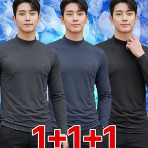 TEMU (1+1+1)( 3장세트! ) 남성 여름 쿨링 냉감티 레이어드 아웃도어 아이스 긴팔 반목 티셔츠 쿨텍스(SI4QP2LT059M)