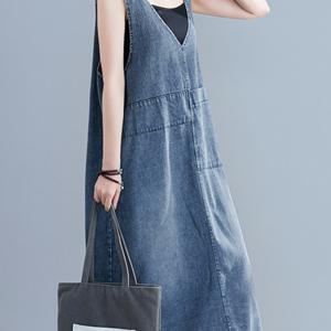 TEMU 뉴 스트랩 드레스 여성용 미드레인지 A버전 솔리드 컬러 V넥 리터러티 레트로 라지 사이즈