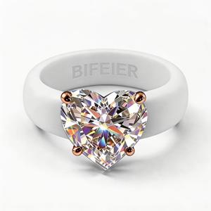 TEMU BIFEIER 패션 퇴색 방지 저자극성 실리콘 여성 반지, 우아한 하트 모양 컷 지르코니아 반지와 함께, 여성 착용에 적합, 결혼식, 기념일, 데일리, 스포츠 및 요가에 완벽, 이상적인 발렌타인데이 선물