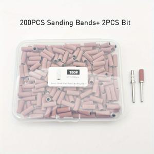 TEMU 200개 미니 샌딩 밴드 (2개 네일 드릴 비트 포함), 3.1mm 네일 샌딩 밴드, 네일 아트 연마, 네일 아트 도구