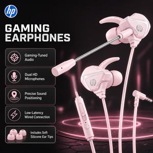 TEMU HP 유선 이어버드 3.5mm 게이밍 헤드폰 (듀얼 마이크 & 인라인 컨트롤 포함), 고음질 통화용 HD 노이즈 감소 마이크, 깊은 베이스의 스테레오 사운드, PC 노트북 콘솔 태블릿 휴대폰에 플러그 앤 플레이