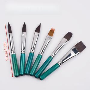 TEMU 전문 화가용 6pcs 멀티 쉐입 브러쉬 세트, 아크릴, 유화, 수채화, 파스텔 페인팅에 적합, 전문 예술용, 휴대용 스케치