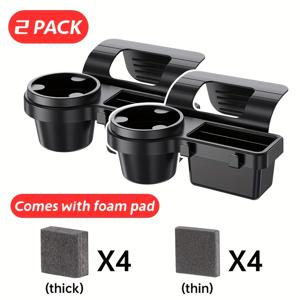 TEMU 2개 4-In-1 차량용 윈도우 정리함 (컵 홀더, 휴대폰 거치대, 수납 상자 및 후크 포함) - 대부분의 차량에 간편하게 부착, 안전한 보관을 위한 폼 패드 포함, 차량 수납 정리함, 차량 정리, 공간 절약형 디자인, 튼튼한 구조
