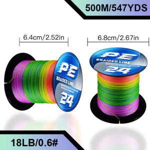 TEMU 컬러 편조 PE 낚싯줄, 500m 547YDS, 편조형 어망용 브레이드 라인, 바다 및 민물 낚시에 흔히 사용되는 낚싯줄, 필수 낚시 장비