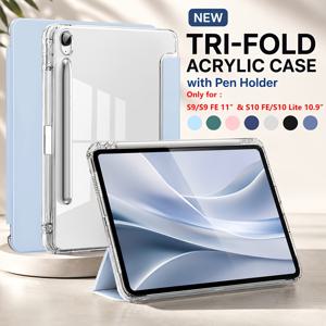 TEMU 삼성 갤럭시 탭 S9 S9FE S10FE S10 라이트 10.9 11인치용 칠색 태블릿 보호 케이스, S9+ S9FE 플러스 S10 12.4인치 및 S6 라이트 10.4인치, A8 A9 A11 A9 A11 플러스 8.7인치 11인치 호환, 소프트엣지 하드 아크릴 투명