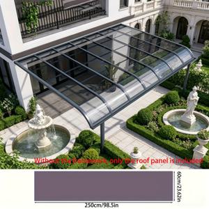 TEMU 프레임 없는 미디엄 그레이 내구성 폴리카보네이트 지붕 패널 1롤 - 98.5
