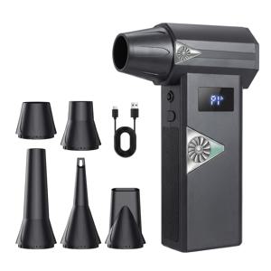 TEMU 8400000RPH 터보 팬, 디스플레이 및 LED 포함, USB, 4단계 속도 조절, 자동차/컴퓨터 먼지 제거, 적설 청소 및 낙엽 제거용, 냉각, 문과 창문 틈새용 조절식 먼지 제거 헤어 드라이어, 가정 및 캠핑용 필수품