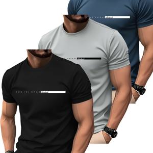 TEMU 남성용 베이직 라운드넥 반팔 티셔츠 3개 세트 - 100% 폴리에스터 기계 세탁 가능, 사계절용, 레이어드용 단색 베이스 라운드넥 캐주얼 티, 데일리웨어 및 활용도 높은 의상, 비기본 옷장용