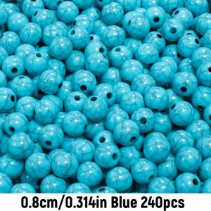 TEMU 480개/240개 6mm/8mm 아크릴 블루 컬러 크랙 비즈, 주얼리 제작 팔찌 목걸이 재료