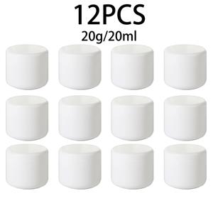 TEMU 12개 10/20/30ml 페이스 크림병 원형 케이스 여행용 캔, 빈 흰색 플라스틱 둥근 뚜껑, 재사용 가능한 화장품 캔 시험용 재포장 박스, 크림 로션 연고, 에센셜 오일 화장품 캔용