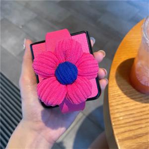 TEMU 휴대폰 케이스 - 귀여운 한국 3D 니트 꽃 팔찌 스탠드, Z Flip 8 7 6 5 5G Z Flip 4 Zflip 3 Z Flip 7Fe 70 60 50 Ultra 커버