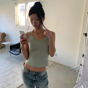 TEMU 레이스 캐미솔 여름 홀터넥 레이스 패치워크 섹시 스트레치 크롭 탑 - 스타일 원