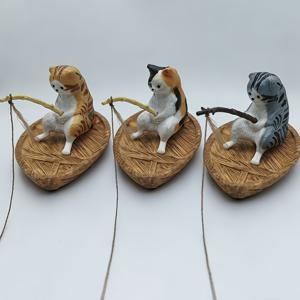 TEMU 3개 현실적인 레진 수족관 장식 - 낚시하는 고양이가 있는 미니어처 보트, 어항, 바다 테마 미니 조경, 수족관 장식, 어항, 사무실 어항용 레진 어항 장식품