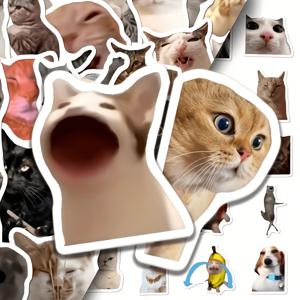 TEMU 100개 고양이 밈 스티커 세트, 사무실 스티커, 파일 봉인, 사무용품 스티커