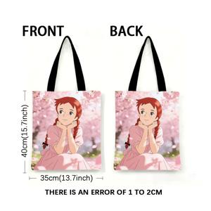 TEMU 벚꽃 아래에서 핑크색 드레스를 입고 백일몽을 꾸는 디지털 프린트 여성용 패션 쇼핑 토트백, 데일리 캐주얼웨어 및 쇼핑용으로 적합, 대용량으로 제작, 휴대하기 편한 싱글숄더백 디자인, 여성용 핸드백, 쇼핑 필수품, 출장, 여행, 스포츠, 하이킹, 야외 피크닉, 가족 모임, 휴일 행사를 쉽게 수납, 크리스마스, 할로윈, 새해 선물, 생일 선물
