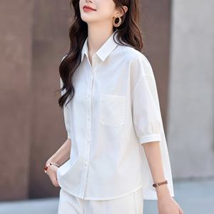 TEMU 여름용 얇은 단색 반팔 셔츠 여성 캐주얼 한국 스타일 오프숄더 아름다운 탑