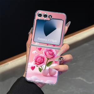 TEMU 휴대폰 케이스 - 1개, 나비, 장미 등 2D 패턴 휴대폰 케이스, 삼성, Motorola 폴딩 폰 케이스 및 기타 플립 렌즈 보호 케이스에 적합, FLIP 7, 6, 5, 4, 3, Z Fold 7/6/5/4/3에 적합, Motorola Razr 40, 50, 60에도 적합