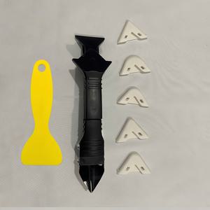 TEMU 7pcs 코킹 도구 세트 (6pcs 교체 패드 및 보조 스크레이퍼 포함), 인체공학적 휴대용 그라우트 스크레이퍼, 주방 싱크대 욕조 문 창문 타일 그라우트 수리 청소 코킹 수리 제거 키트