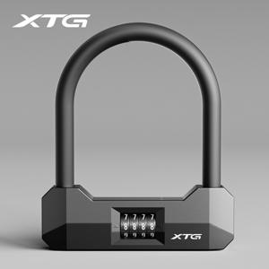XTG 17mm 고강도 U자형 자물쇠 4자리 재설정 가능 번호 조합, 비밀번호 복구 기능 포함, 10000개 코드, 도난 방지 합금강 이중 데드볼트, 전동 자전거 자전거 스쿠터 대문용, 열쇠 불필요, 실리콘 커버