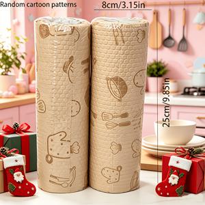 TEMU 2롤 팩 - 200개/1롤 - 80 G/M² 무漂白 주방용 종이 타월, 재사용 가능 - 넓고 두꺼운 다용도 행주, 청소용 티슈, 게으른 행주, 행주, 야외 주방 용품, 파티 용품, 파티