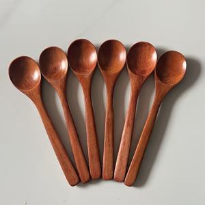 TEMU 6개 나무 디저트 스푼, 디저트 스푼, 커피 스푼, 믹서 스푼, 잼 스푼, 티 스푼, 다기능 스푼, 재사용 가능한 일본식 주방 레스토랑 범용 조리 도구, 가정, 파티, 레스토랑, 여행, 캠핑에 적합