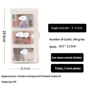 TEMU 240칸 초대용량 3인치 카드 앨범, 3/4칸 레이아웃 및 스냅 버튼 디자인 지원, 아이돌 카드, 연예인 카드, 스크랩북 및 사진 보관에 적합