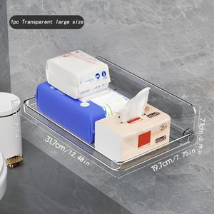 TEMU 1개 종이타월 수납 랙, 욕실 수납 선반, 변기 휴대폰 거치대, 접이식 걸이형 수납함, 물티슈 수납함, 투명 아크릴, 욕실, 세면대, 화장대, 침대 옆 공간용, 다용도 랙