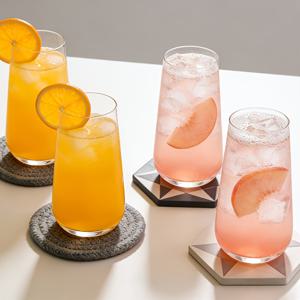 TEMU 4개입 물컵 세트, 16.9Oz 대형 컵 4개, 투명 경량 유리, 과일 주스, 아이스티, 모히토, 주방 및 바 유리 세트, 플랫 라이트 유리 - 단층 컵, 고 붕규산 유리 재질 - 간편한 투명 티컵