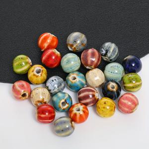 TEMU 100개 12mm 세라믹 유약 호박 비즈 DIY 주얼리 만들기용 - 공예 재료