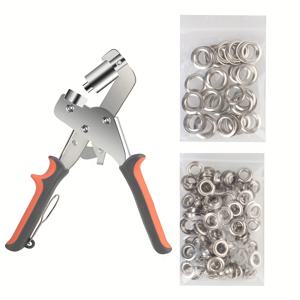 가죽 캔버스 의류 펀치 플라이어 3/8인치 10mm, 100개 아일렛 버클 펀치 구멍 도구 세트, 휴대용 구멍 펀치 그로밋 아일렛 플라이어 키트, 금속 에어 구멍 리벳 플라이어 아일렛 설치 도구, 가죽 아일렛 펀처