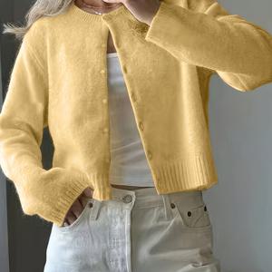 TEMU ZD0314107 버튼 앞면 가디건 스웨터, 솔리드 이지 패션 숏 기장 가디건, 다용도 여성용 가디건