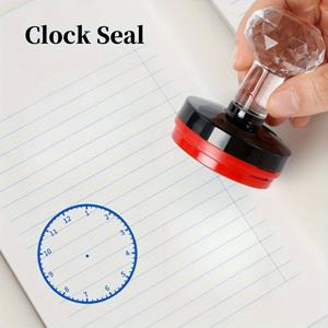 1.5인치 라운드 클록 스탬프 - 레드/블루/블랙 시간 추적용, 교실 보상 및 생산성 추적을 위한 투명한 시계 마커, 학생 및 직원용 내구성 있는 플라스틱 시간 관리 도구, 공부 세션 & 시간 관리, 제품 성과 향상, 스타일리시한 데스크 액세서리, 클리어 핸들