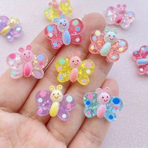 16개 생생한 레진 컬러 나비 장식 세트 | 다채롭고 반짝이는 미니 피규어, 친절한 얼굴 | 스크랩북, 공예 및 홈 데코에 적합, 멀티컬러 팩, 나비 장식 - 주얼리 제작 용품