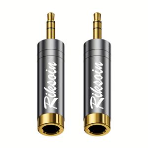 RIKSOIN 스테레오 헤드폰 어댑터 (3.5mm 수-6.5mm 암 오디오 연결, 앰프, 헤드폰, 스피커, 마이크 호환, AUX 잭 6.35mm-1/4 어댑터)