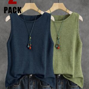 TD9841T22 여성용 단색 조끼, 여름용 경량 일본식 홍콩 빈티지 룩, 레이어드용 짧은 아우터웨어, 2개 세트