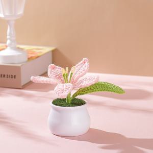 TEMU 수제 화분 백합, 공예 인조 털 꽃, 생일 선물, 발렌타인데이 선물, 튤립 장식에 완벽
