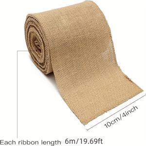 TEMU 10/15/20cm 폭 - 6미터 길이의 천연 헤파인 브라운 황마 롤 - 공예, 크리스마스 테이블보 및 의자 커튼, 웨딩 장식, 황마 러스틱 황마 직물용. 가정 장식 및 파티 용품을 위해 고품질 재료를 사용합니다. 황마