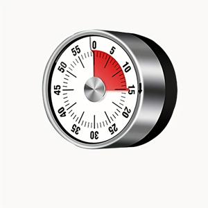 TEMU 배터리 없는 자기 기계식 타이머, 듀얼 레드 & 화이트 디스플레이 - 스테인리스 시계, 요리, 베이킹, 헬스장, , 주방, 피트니스, 미용기기용 카운트다운/카운트업 스톱워치