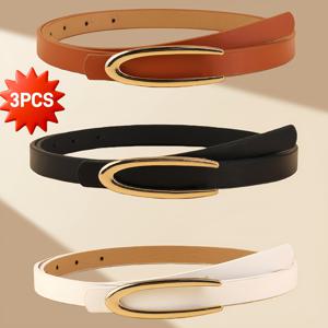 TEMU 3개 세트, 여성용 클래식 스키니 벨트 세트 - 슬림핏 드레스 벨트, 드레스, 바지, 스커트 및 트라우저에 적합, 다용도 허리 액세서리, 결혼식, 파티 및 일상복을 위한 벨트 액세서리 - 파티 의상, 빈티지 스타일에 적합