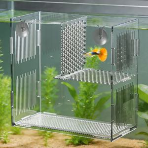 TEMU DIY Aquarium Breeder & Isolation Box with Removable Divider - Fish Tank Suitable for Guppy, Betta, Fry, Shrimp , Gentle System, mbly for Fish Tank for Hobbyists & Small Aquariums