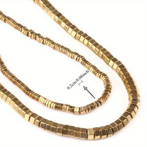 TEMU 2D 플랫 - 내추럴 골든 헤마타이트 플랫 론델 비즈, 2X1/3X1/4X2mm 2D 스페이서 루스 비즈, 주얼리용, 메탈릭 광택 스톤 비즈, 에스닉 스타일 팔찌 목걸이 귀걸이, 남녀공용 주얼리 용품 대량