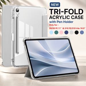 삼성 갤럭시 탭 S9 S9FE S10FE S10 라이트 10.9 11인치용 칠색 태블릿 보호 케이스, S9+ S9FE 플러스 S10 12.4인치 및 S6 라이트 10.4인치, A8 A9 A11 A9 A11 플러스 8.7인치 11인치 호환, 소프트엣지 하드 아크릴 투명