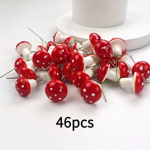 TEMU [3D] 46개 미니 버섯 인공 정원 요정 분재 화분 수공예 장식, 홈 DIY 미니어처 조경 장식, 실내외 장식, 레드, 요정 정원 장식, 홈 데코, 미니어처 식물, 빈티지 스타일, 내구성 있는 소재, 정교한 공예, 장식용 버섯, 홈 데코레이터, 웨딩 플래너