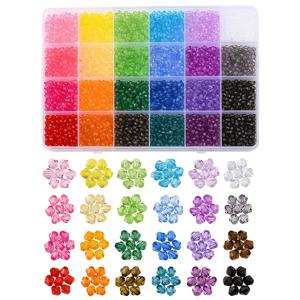 TEMU 생동감 있는 면처리 유리 콘 비즈 만들기 키트, 24슬롯 4mm 유리 콘 면처리 포인트 비즈, 주얼리 목걸이 팔찌 귀걸이 제작용 랜덤 혼합 스타일, 초보자 및 주얼리 애호가에게 적합