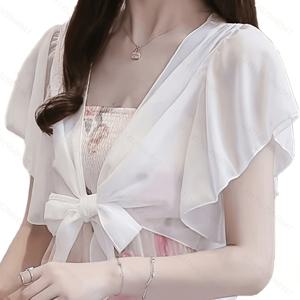 TEMU 새로운 스몰 숄 여성 여름 쉬폰 숏 아우터 케이프 올매치 자외선 차단 코트 가디건 여성 얇은 재킷 아우터