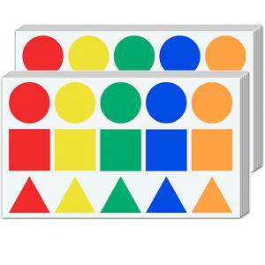 10장/150개 2인치 기하학적 멀티 모양 색상 코드 스티커, 손글씨용 빈 분류 라벨, 5색 도트, 삼각형, 사각형 라벨