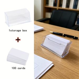 보관 케이스 포함 100개 빈 메모 카드, 미니 카드, 무선지간 인덱스 카드, 사무실 메모, DIY 라벨 및 빠른 알림용 둥근 모서리 종이 카드