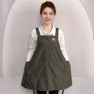 1개 짧은 플러스 사이즈 앞치마, 한국 앞치마 조절 가능한 스트랩 다중 포켓 통기성 허리 앞치마 주방 작업복