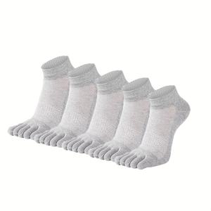 TEMU 남성용 5켤레 스포츠 양말, 봄, 여름용 통기성 및 얇은 디자인, 흡습성, 분할 발가락 디자인, 미끄럼 방지 발목 양말, Free Size, 땀 방지