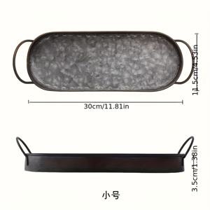 타원형 철판 - 레트로 향수 - 철 트레이 - 빵 - 디저트 - 음식 - 사진 소품 - 금속 보관 트레이 - 저녁 접시 - 배터리 불필요